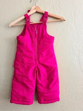 London Fog Bright Pink Kids Snow Bib Overalls